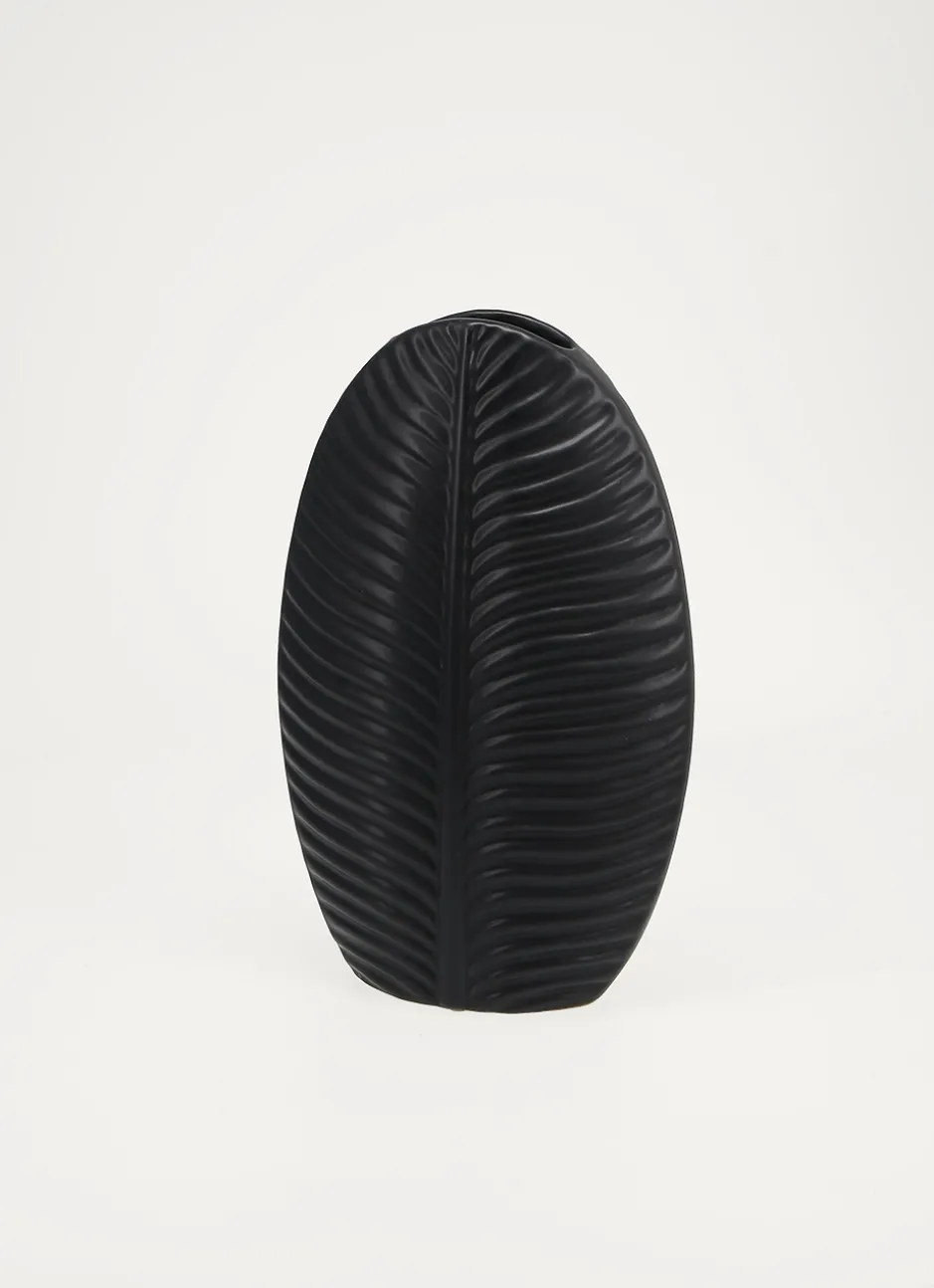 VASE FEUILLE EN CERAMIQUE Noir