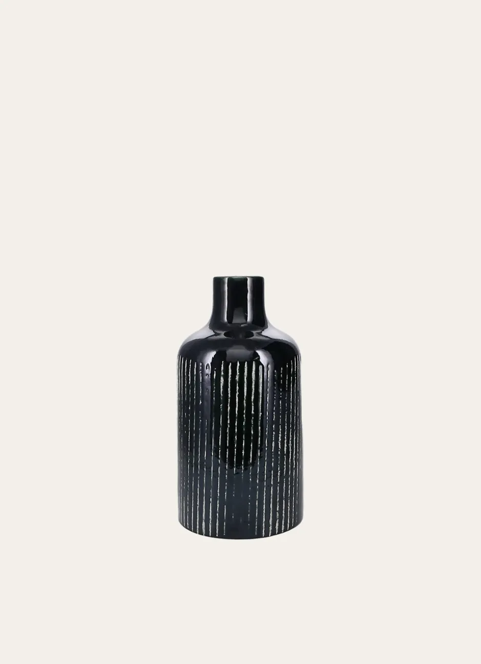 VASE ÉMAILLÉ AVEC LIGNES VERT FONCÉ