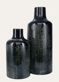 VASE ÉMAILLÉ AVEC LIGNES VERT FONCÉ
