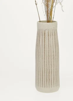 VASE MATE EN FAIENCE ECRU VIEILLI