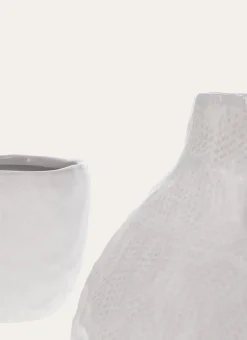 VASE SOLIFLORE EN GRÈS BLANC