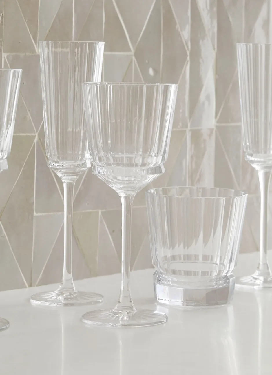 VERRE À PIED EN CRISTALLIN PLISSÉ TRANSPARENT