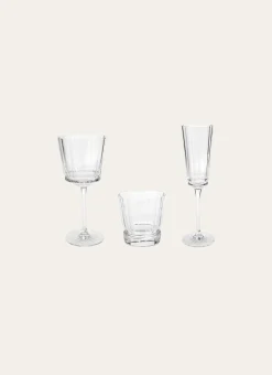 VERRE À PIED EN CRISTALLIN PLISSÉ TRANSPARENT