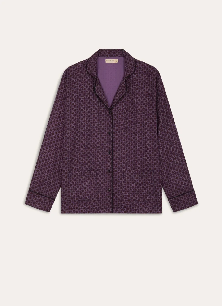 VESTE DE PYJAMA BOUTONNÉE UTHY VIOLET MOTIF