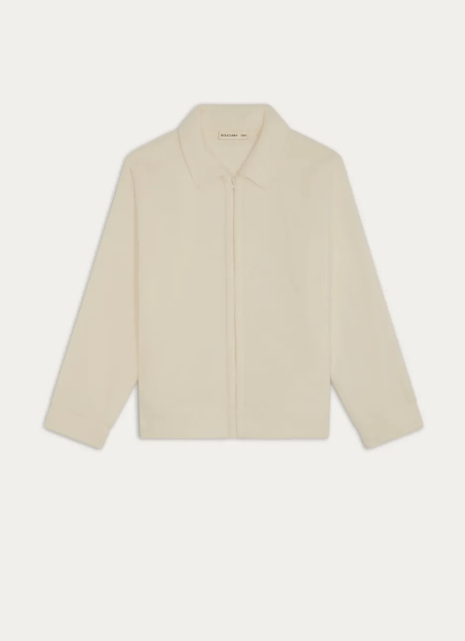 VESTE POLAIRE ZIPPÉE À COL MONTANT ECRU