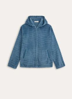 VESTE ZIPPÉE EN POLAIRE POCHES LATÉRALES BLEU BALTIQUE