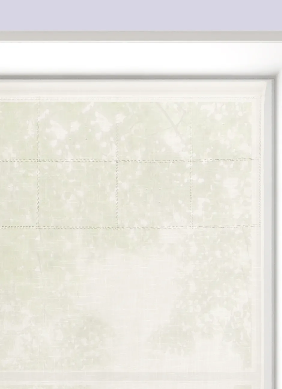 VITRAGE BLANC BRODÉ ET FINITION EN POINTE 45X90 CM BLANC