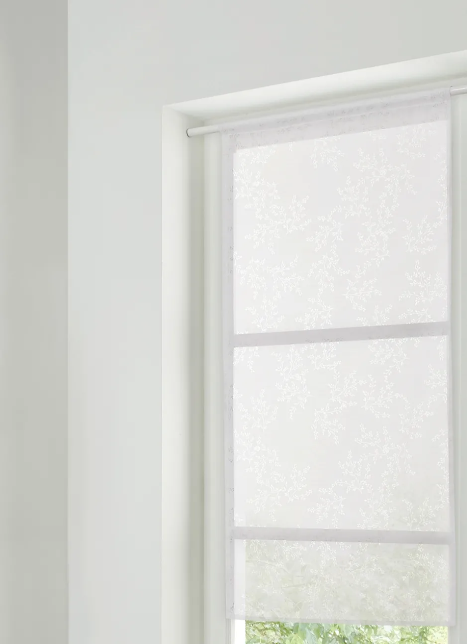 VITRAGE DÉVORÉ IMPRIMÉ FLORAL L90 X H180 CM BLANC