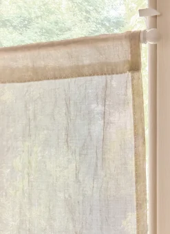 VITRAGE UNI PASSE TRINGLE RUCHER BEIGE