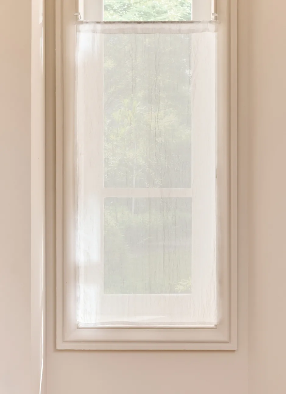 VITRAGE UNI PASSE TRINGLE RUCHER BLANC