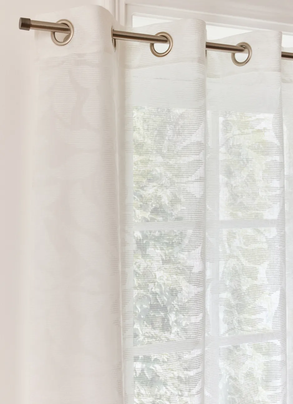 VOILAGE MOTIF VÉGÉTAL JACQUARD TON SUR TON BLANC