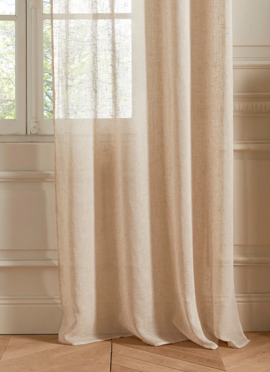 VOILAGE ÉTAMINE EFFET LIN FLAMMÉ BEIGE